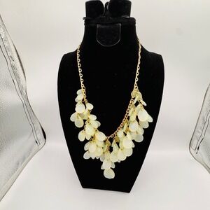 Gold Tone Dainty Teardrop Beaded Statement Necklace Women